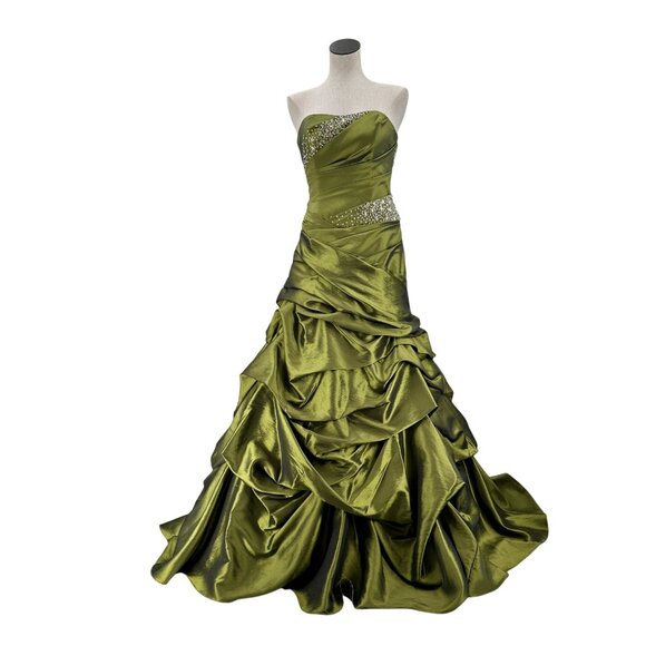 green emerald velvet dress Zapakasa Women Sparkly Floral Green Corset Tulle Long Prom Dress with Lace Sequined A-Line Party Dress, Green / US12